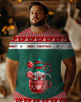 Men's Plus Size Santa Letter Dot Print T-Shirt Shorts Suit